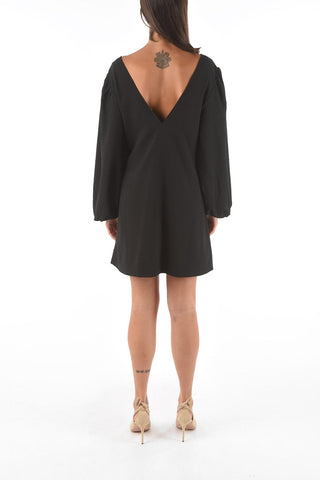 V-Neck leg-o-mutton sleeve A-Line Dress
