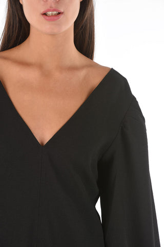 V-Neck leg-o-mutton sleeve A-Line Dress