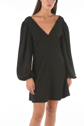 V-Neck leg-o-mutton sleeve A-Line Dress