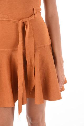Mini Dress in Maglia con Orlo a Balza