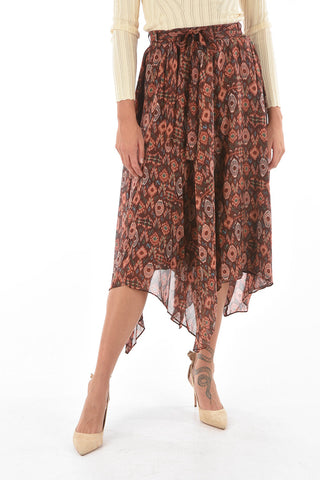 Silk bohemian Patterned Maxi Skirt