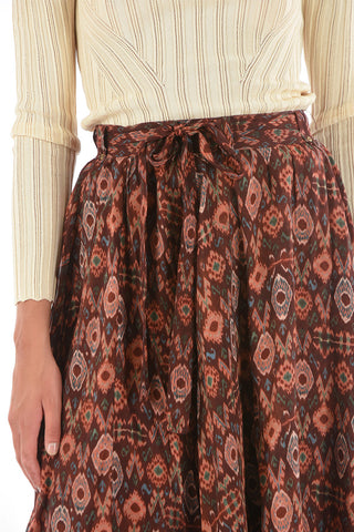 Silk bohemian Patterned Maxi Skirt
