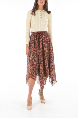 Silk bohemian Patterned Maxi Skirt