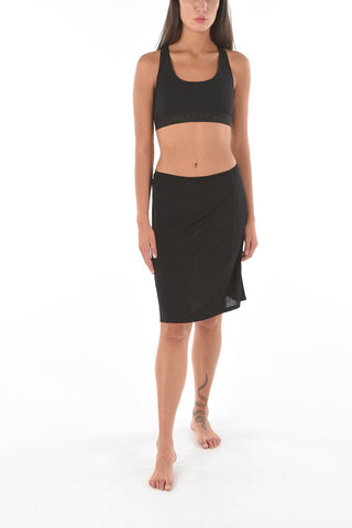 drawstring waist solid color skirt