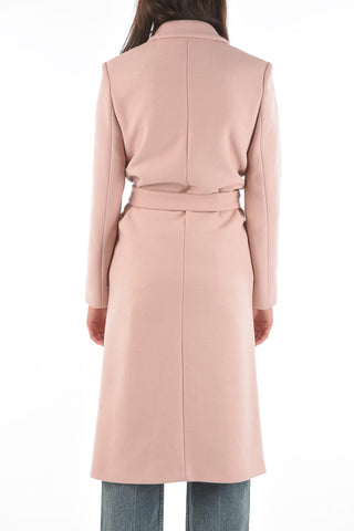 LOVE Single-breasted Belted Coat with Embroidered Pocket