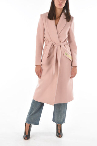 LOVE Single-breasted Belted Coat with Embroidered Pocket