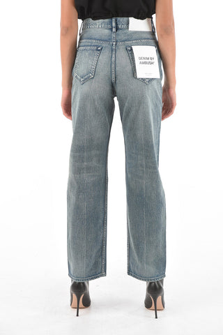 Deconstructed Jeans with Leather Details