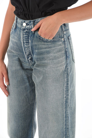 Deconstructed Jeans with Leather Details