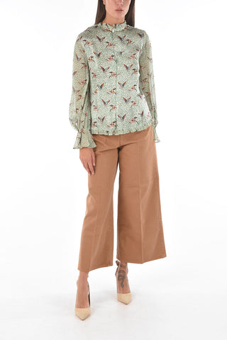 JUN TAKAHASHI Printed All Over Silk Blouse with RuffleCollar