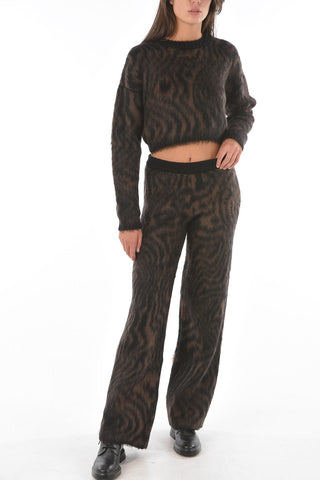 animal patterned drawstring waist pants