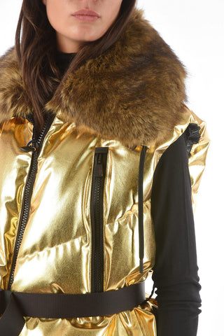 GRENOBLE APRÈS-SKI Gilet Lamè Imbottito con Collo in Eco-Pelliccia Removibile