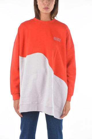 two-tone brushed cotton oversized sweatshirt