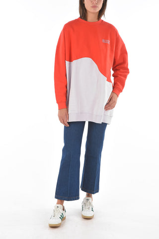 two-tone brushed cotton oversized sweatshirt