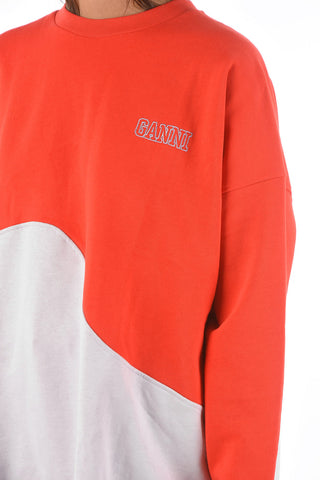 two-tone brushed cotton oversized sweatshirt