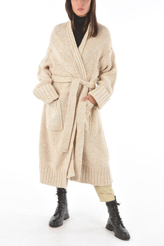 knitted JUNIO maxi cardigan with belt