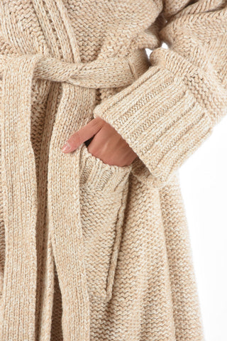knitted JUNIO maxi cardigan with belt