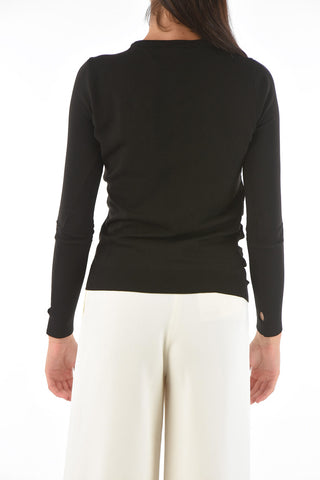 maglia girocollo con logo ricamato