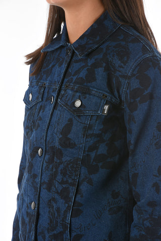 LOVE Floral Printed Denim Saharan Jacket
