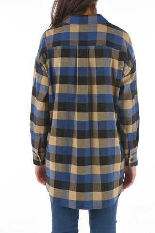 LOVE Embroidered Plaid Check Oversized Shirt