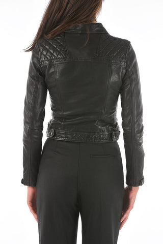 Leather CONROY Biker Jacket with Quilted Details