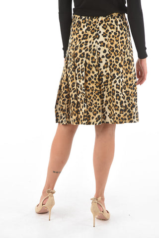 COUTURE! Gonna Midi Plissè con Motivo Leopardato