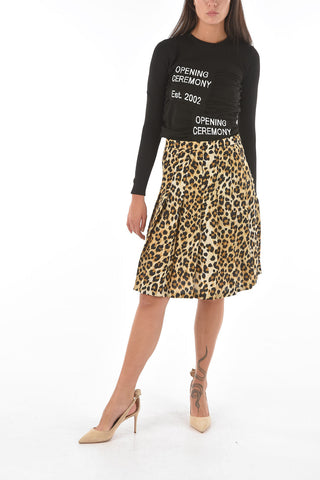 COUTURE! Gonna Midi Plissè con Motivo Leopardato
