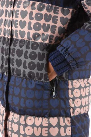 LOVE Giubbotto Imbottito con Motivo Monogram e Cappuccio