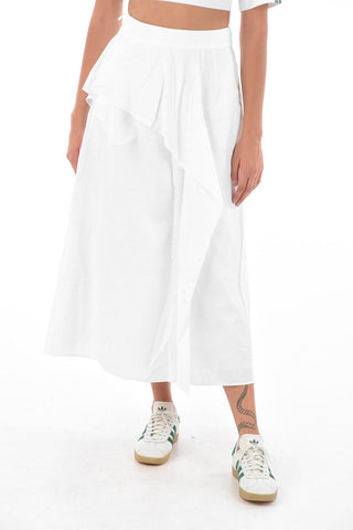 side zip cotton and flax flared skirt