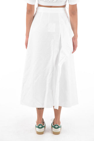 side zip cotton and flax flared skirt