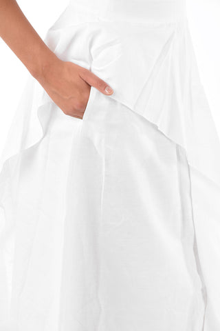 side zip cotton and flax flared skirt
