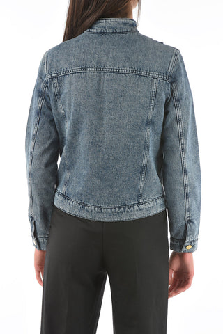 LOVE Front Zipped Tuxedo Denim Jacket