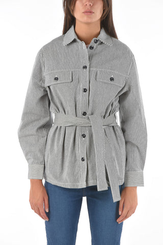 Double Breast Pockets Striped ALLIE Overshirt