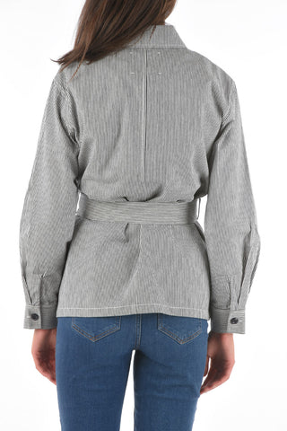 Double Breast Pockets Striped ALLIE Overshirt