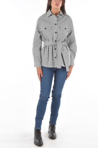 Double Breast Pockets Striped ALLIE Overshirt