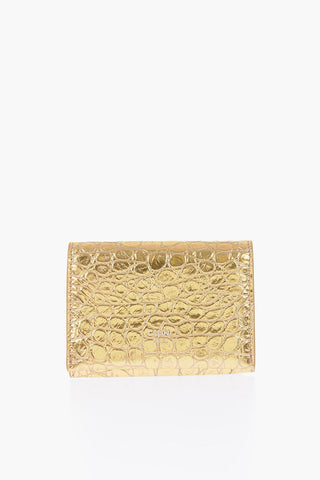 crocodile effect metallic leather card holder