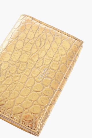 crocodile effect metallic leather card holder