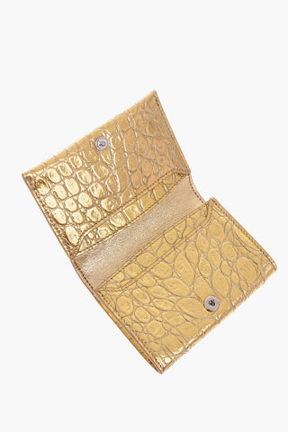crocodile effect metallic leather card holder