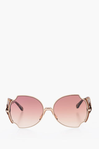 leather detail gradient lenses sunglasses