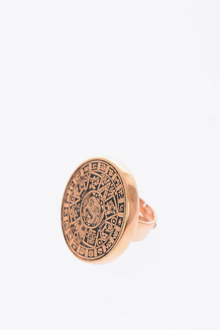Embossed Motif MAYAN CALENDAR signet Ring