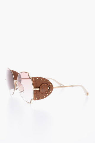 Squared Sunglasses with Leather Removable Details