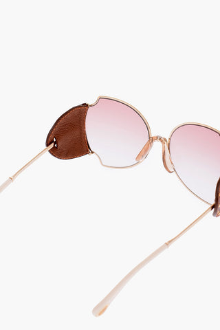 Squared Sunglasses with Leather Removable Details