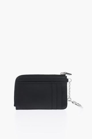 jacquard detail leather card holder