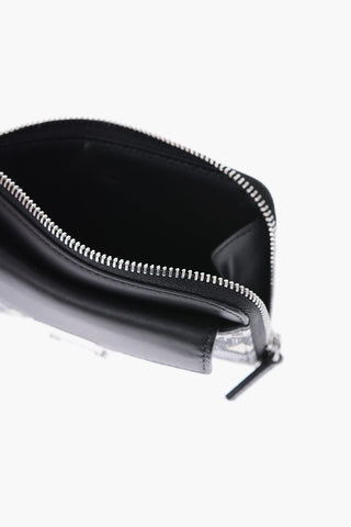 jacquard detail leather card holder