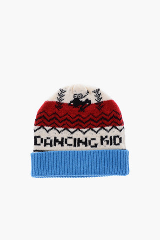 Beanie in lana ricamato