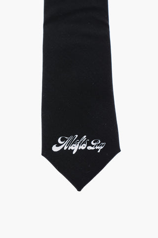 logo printed virgin wool tie