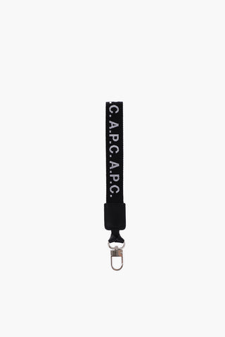 leather detail logoed fabric keyring