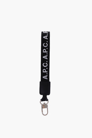 leather detail logoed fabric keyring