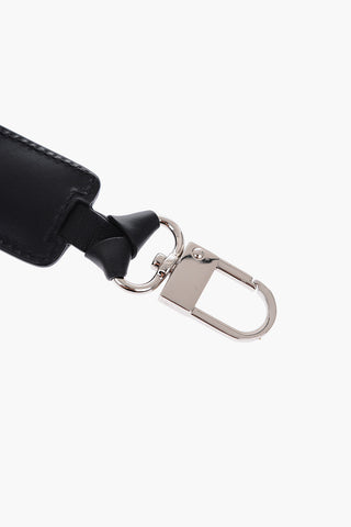 leather detail logoed fabric keyring