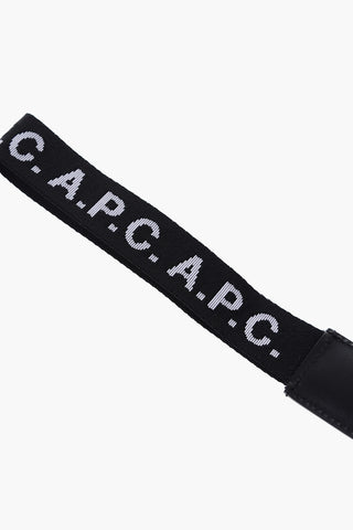 leather detail logoed fabric keyring