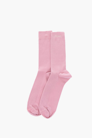 logo embroidered ribbed socks
